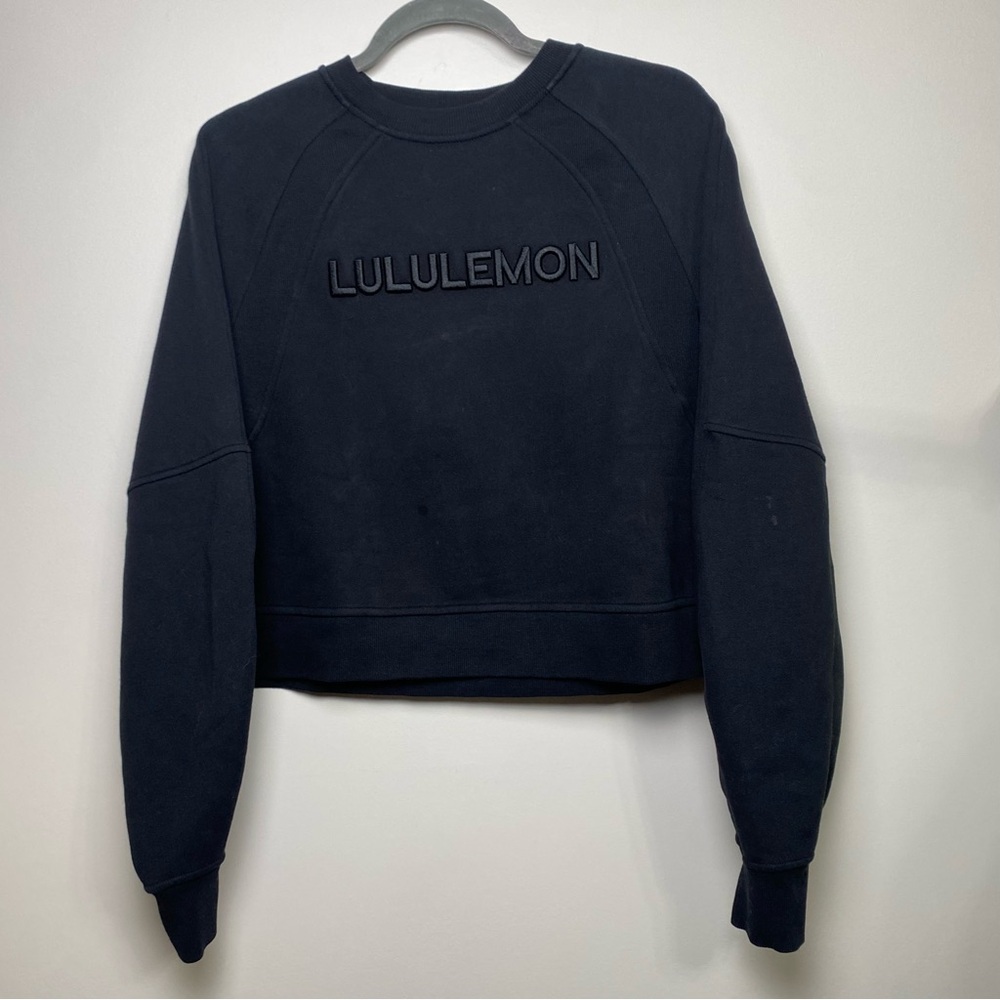 Lululemon Black Scuba Oversized Pullover Wordmark M/L - Picture 2 of 5